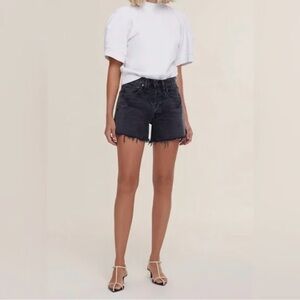 Agolde Parker Long Black Jean Shorts High-Waisted - 25